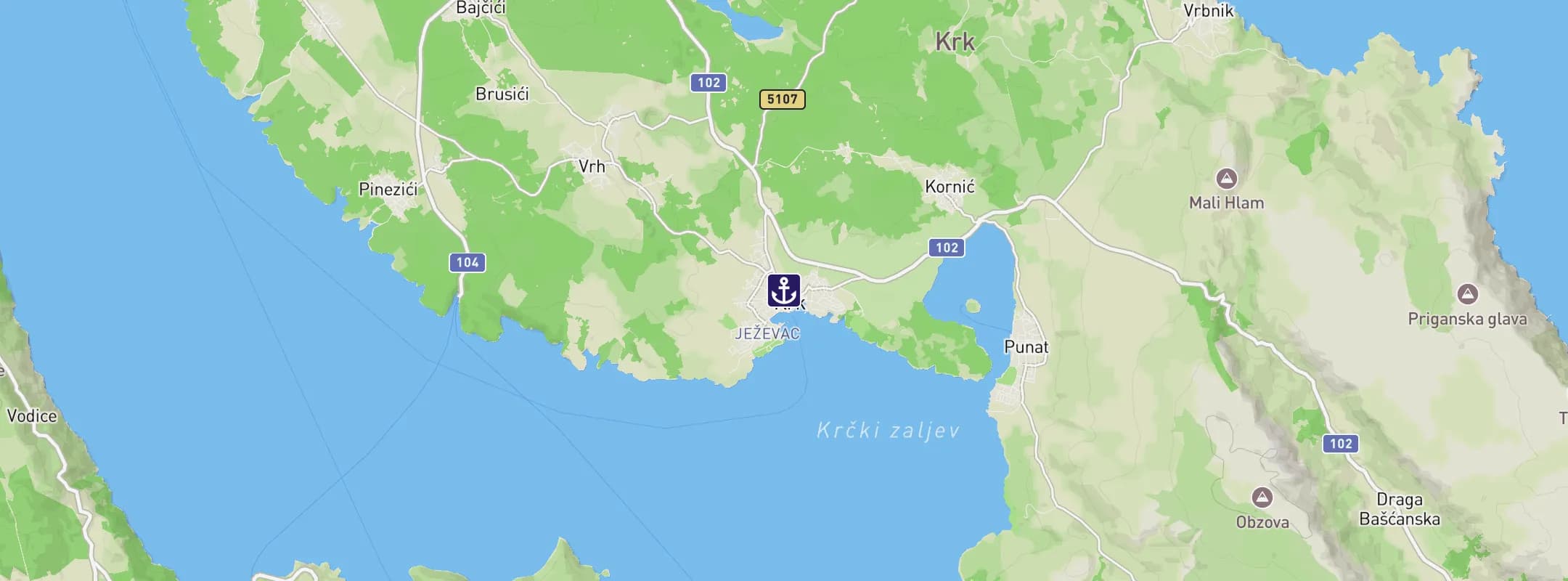 Map of Krk Island Croatia