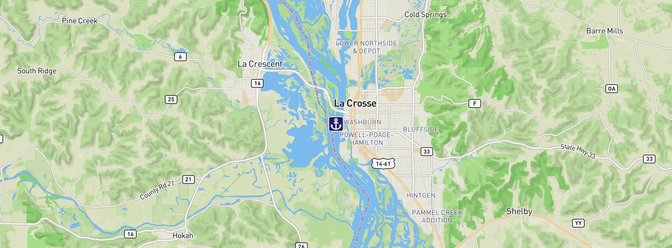 Map of La Crosse WI