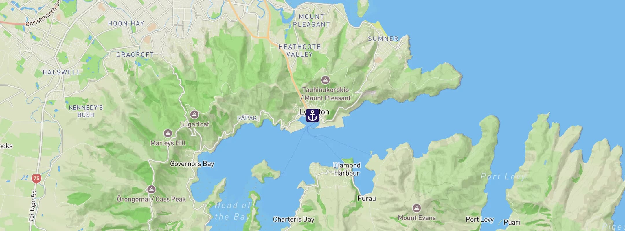 Map of Lyttelton-Christchurch