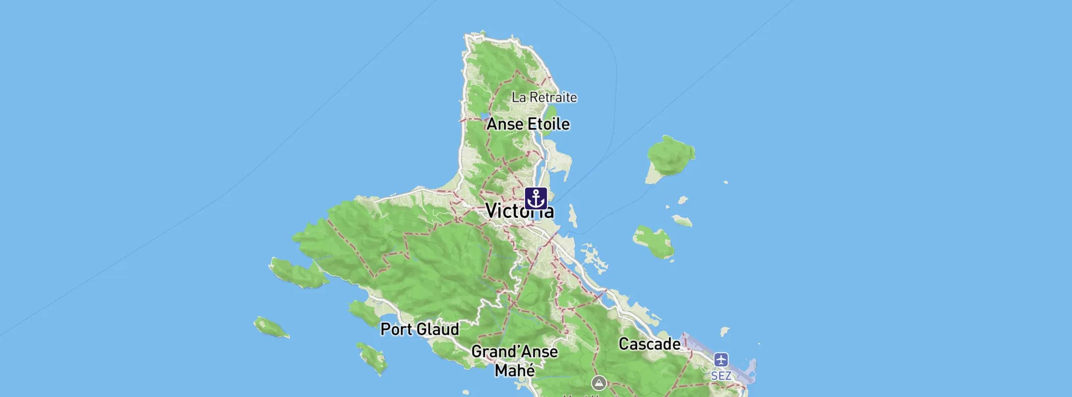 Map of Mahe Island Seychelles