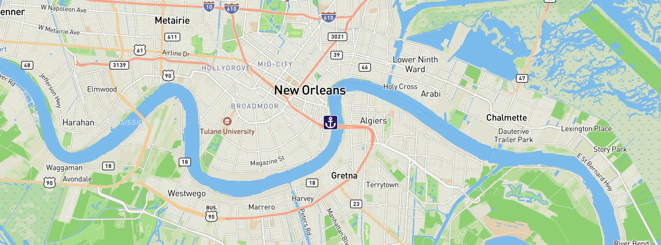 Map of New Orleans