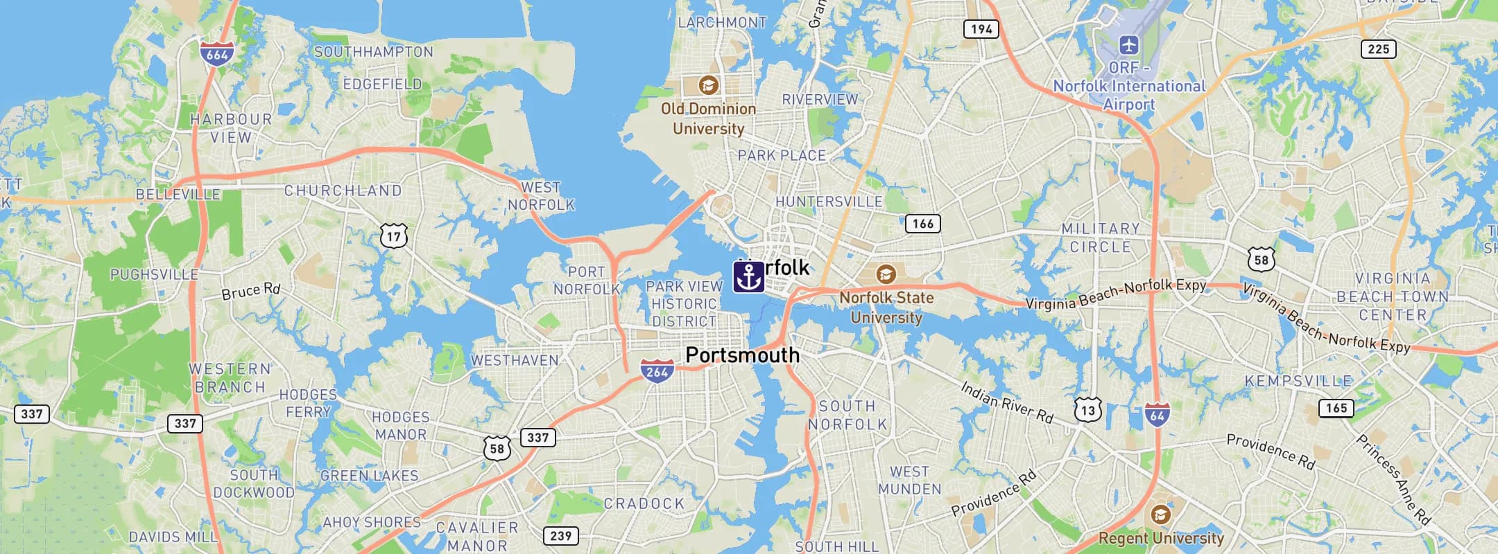 Map of Norfolk VA