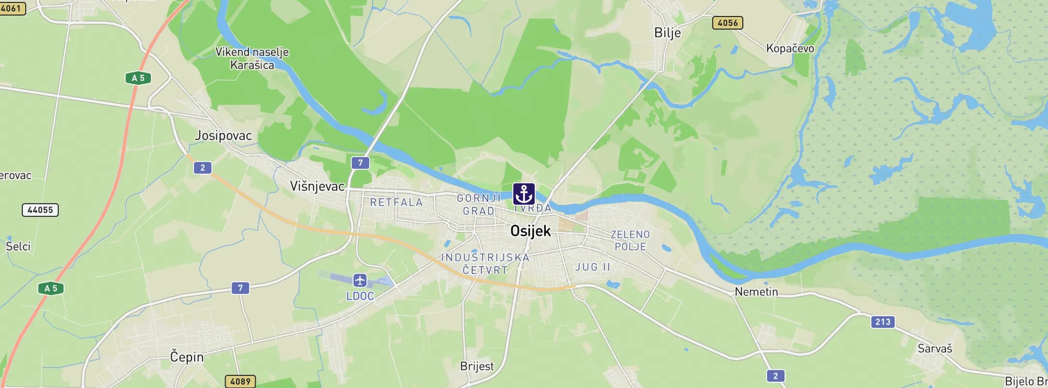 Map of Osijek