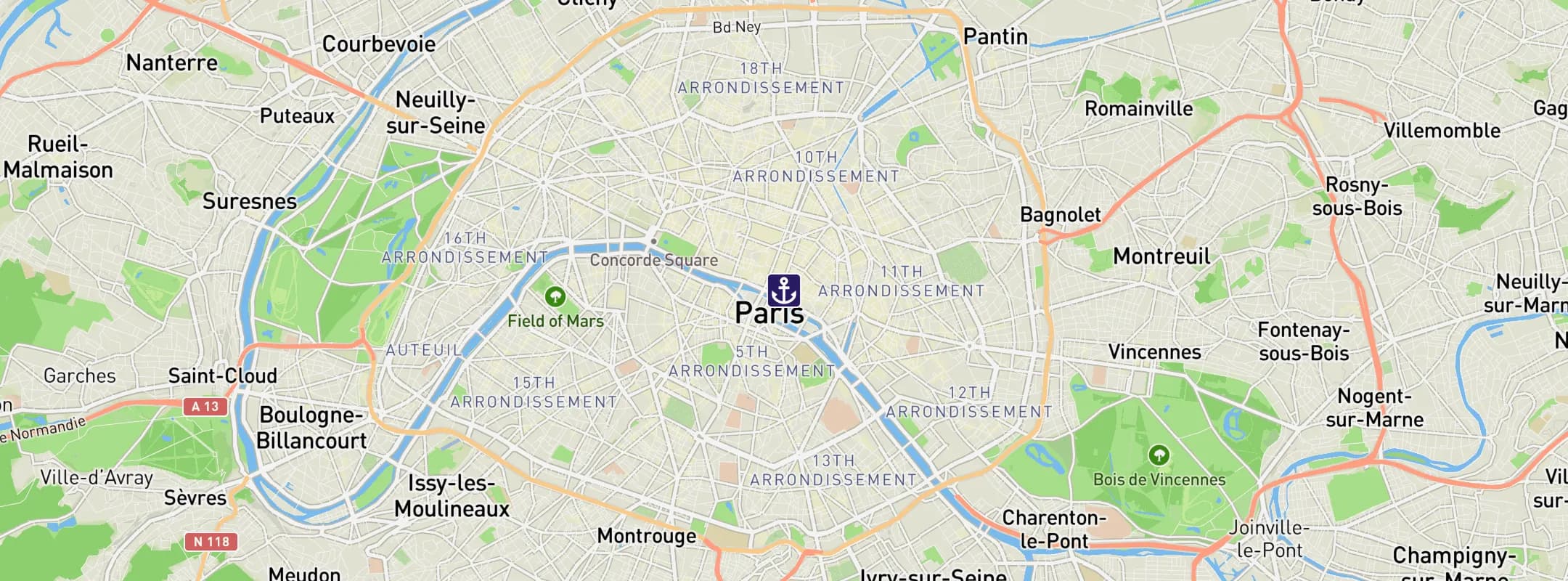 Map of Paris City