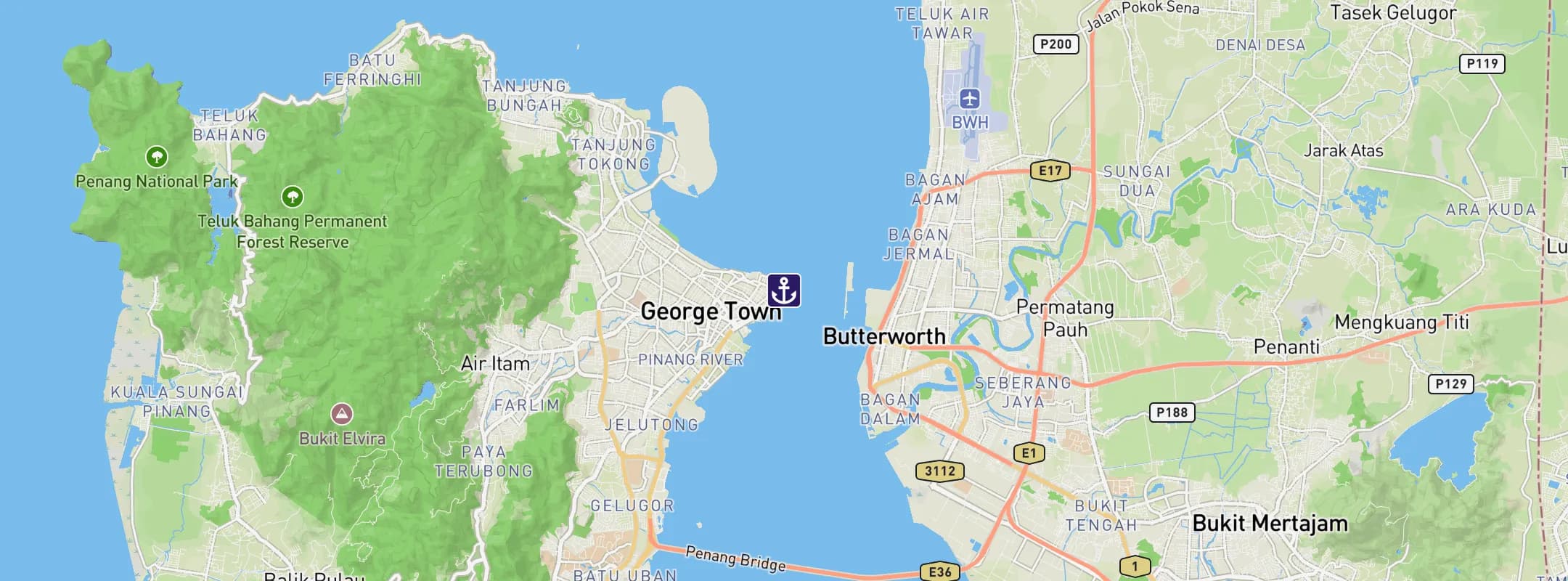Map of Pulau Penang Island