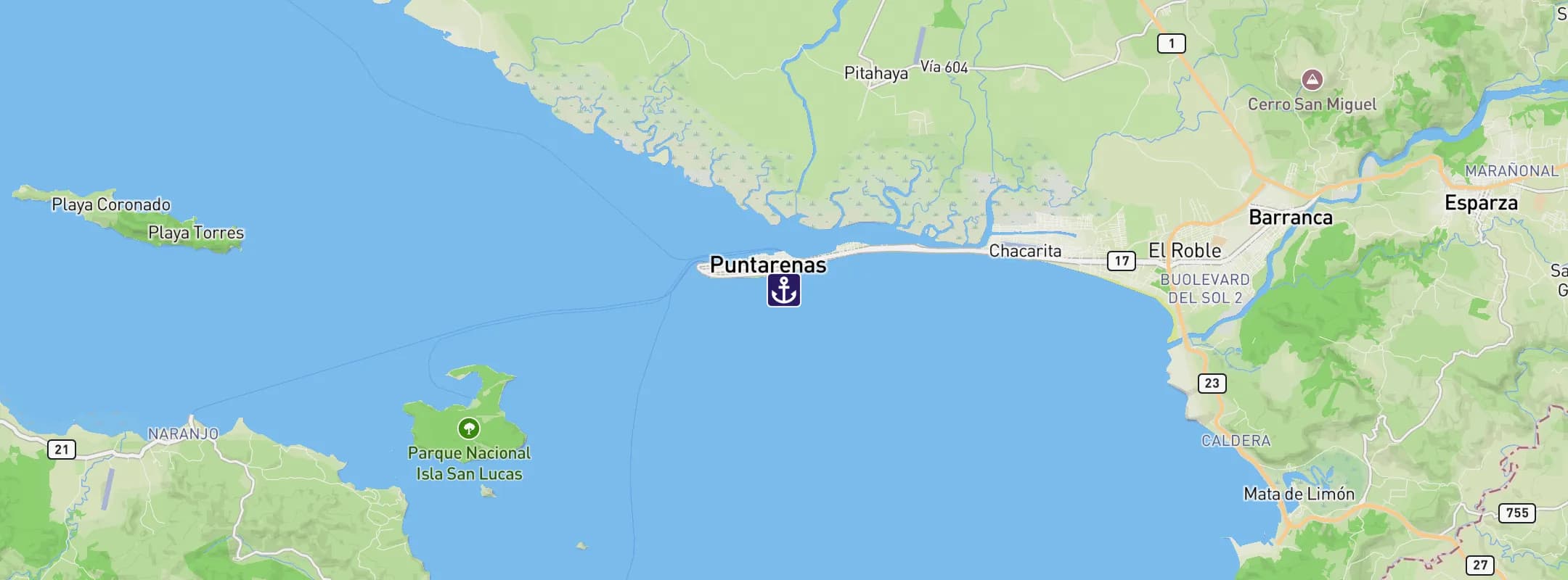 Map of Puntarenas