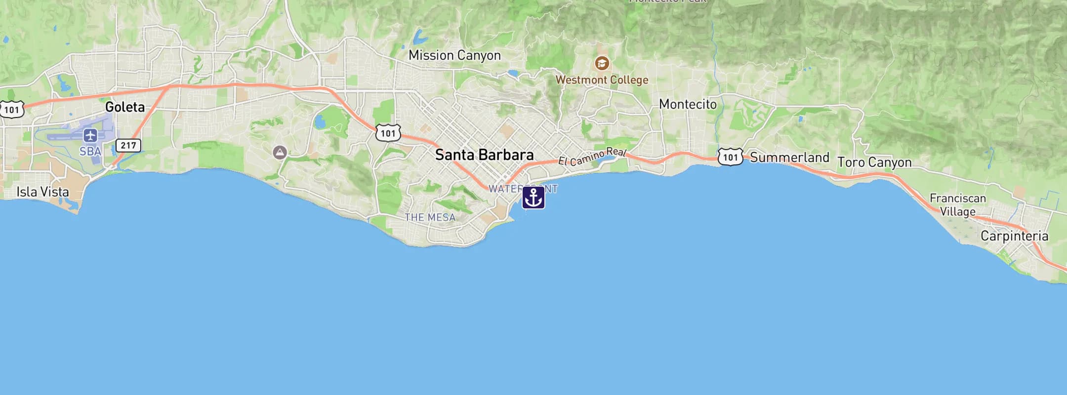 Map of Santa Barbara CA