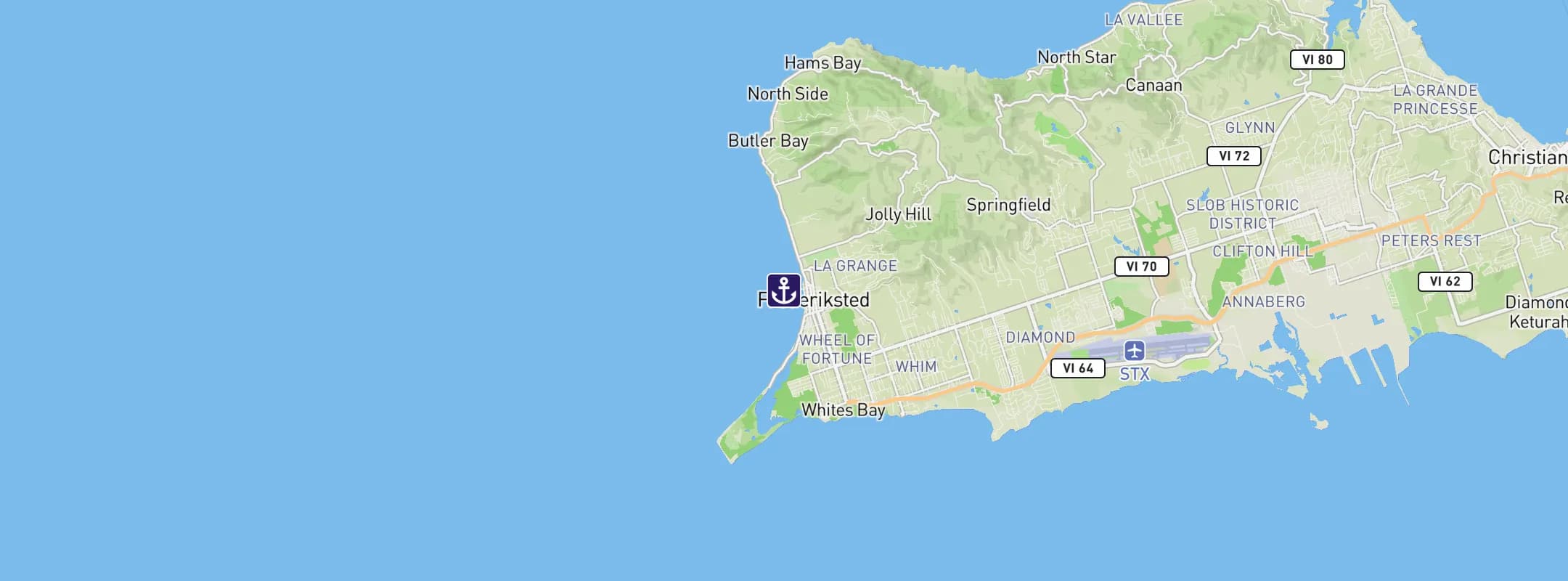 Map of St Croix Island USVI