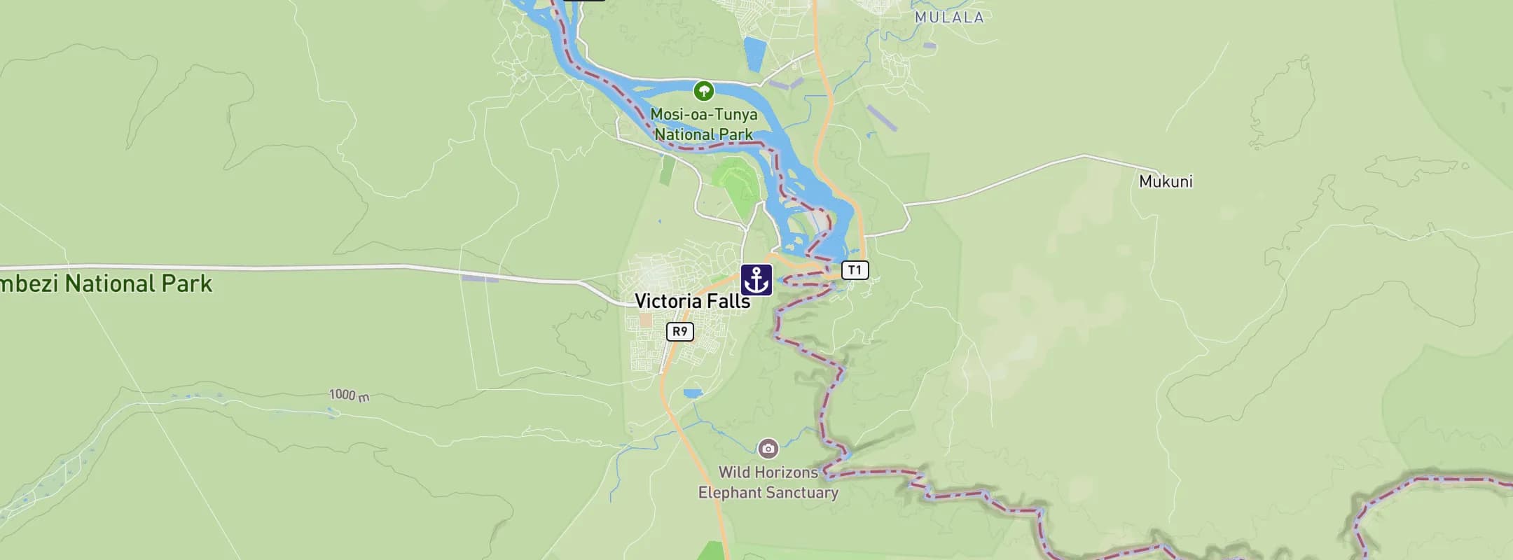 Map of Victoria Falls