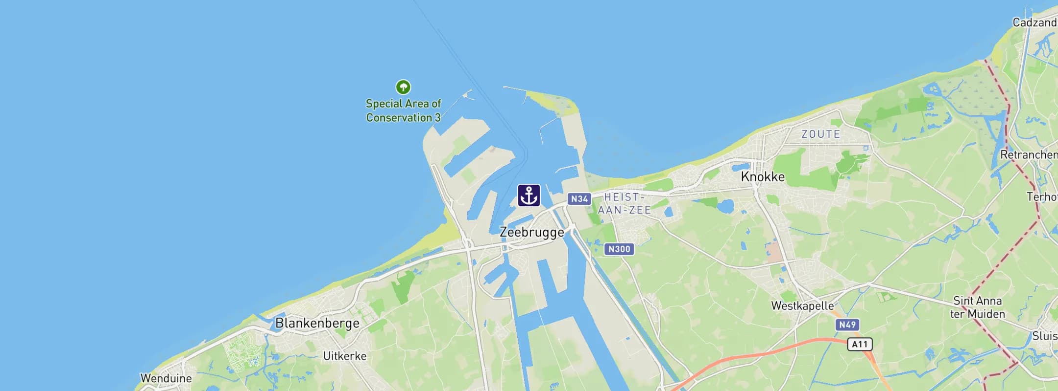 Map of Zeebrugge