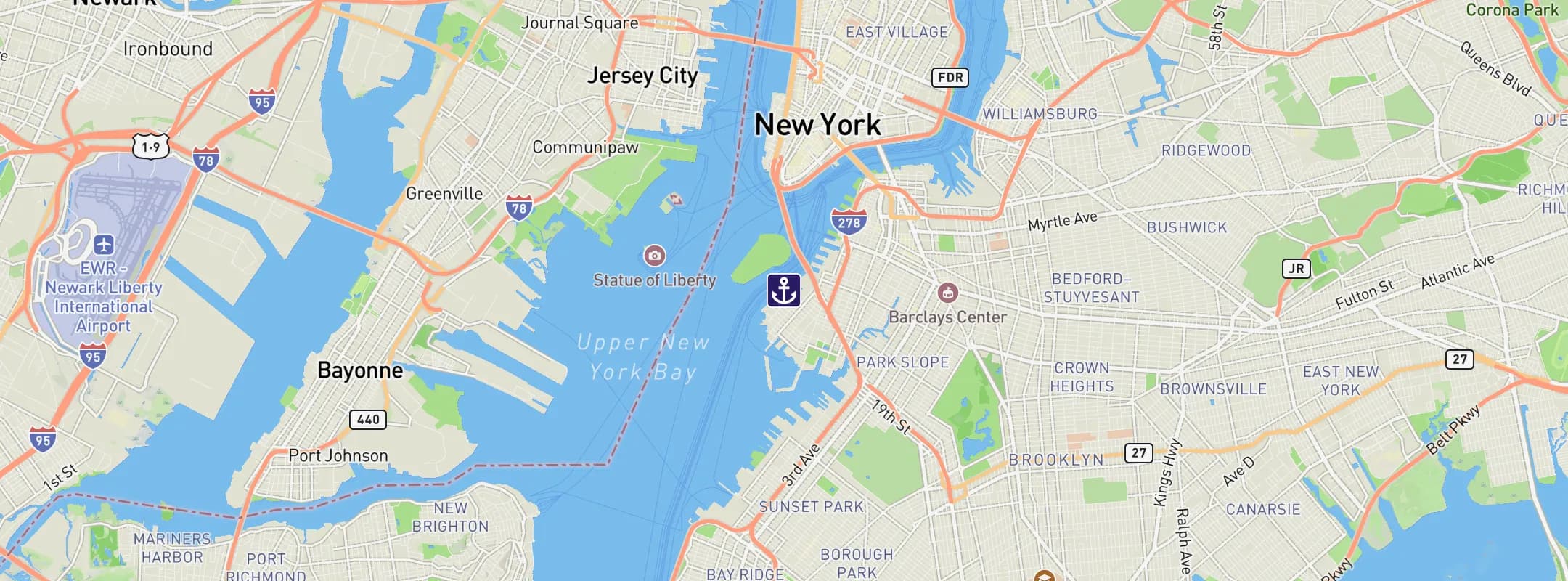 Map of New York - Red Hook-Brooklyn