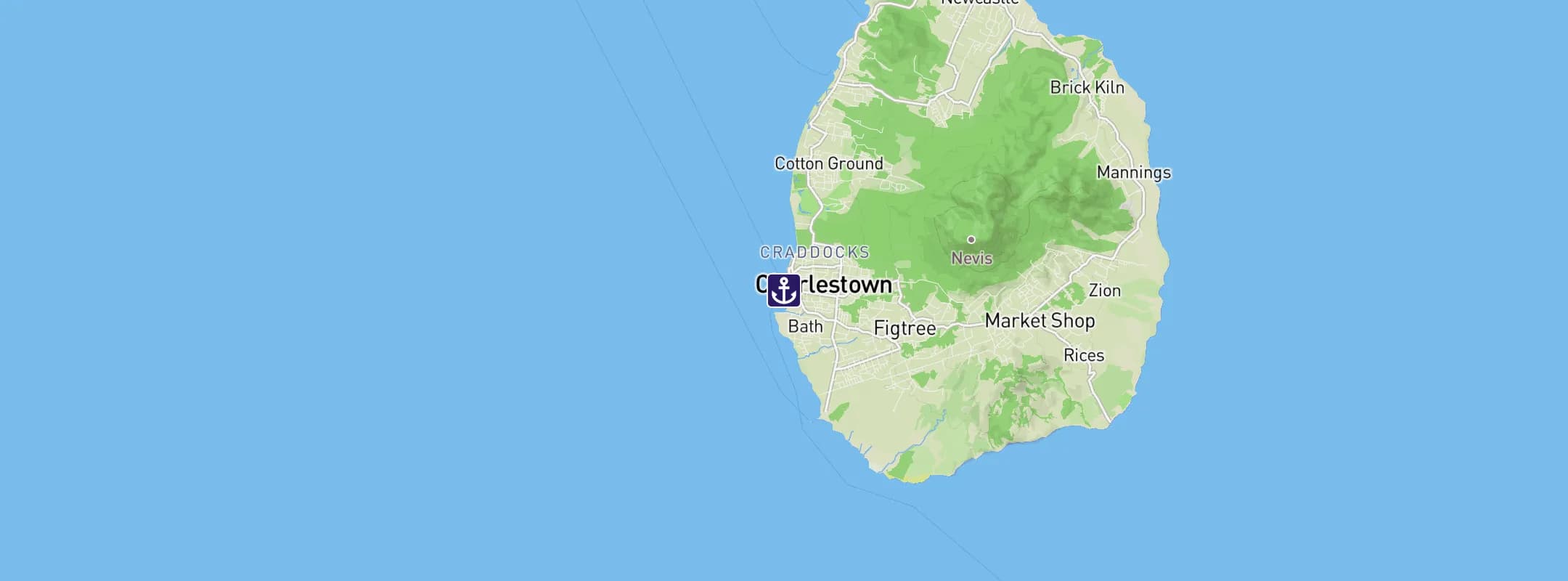 Map of Charlestown Nevis