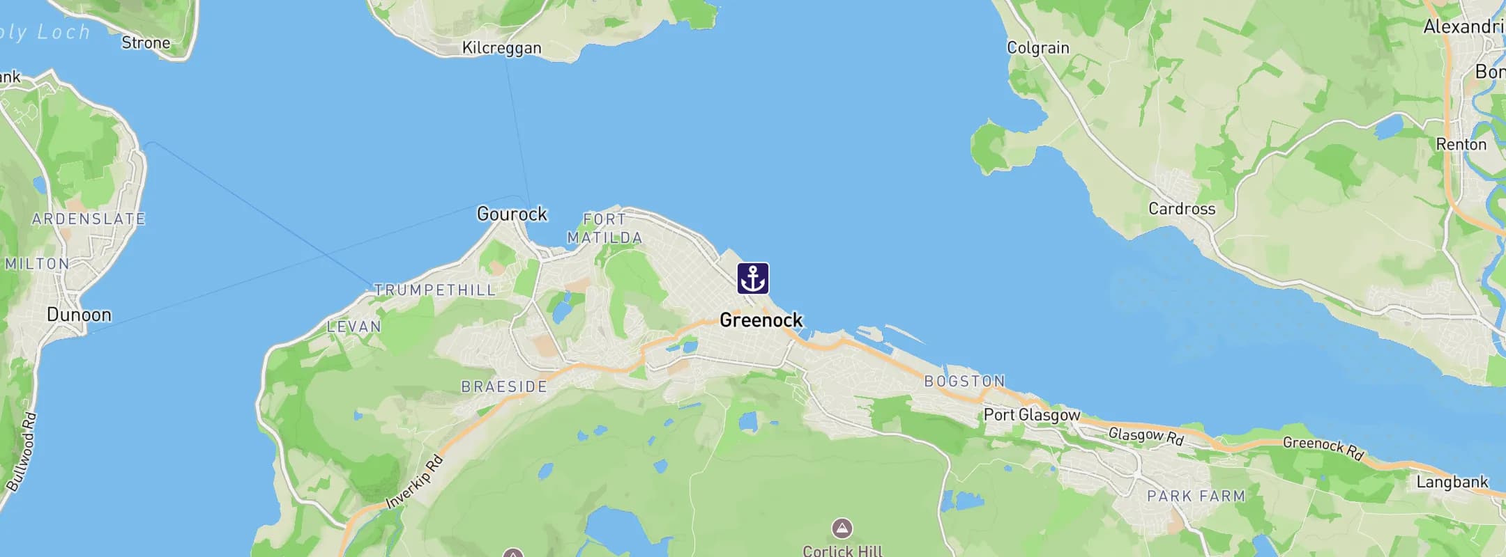 Map of Greenock-Glasgow