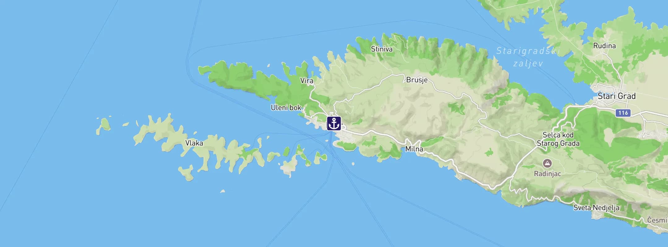 Map of Hvar Island Croatia