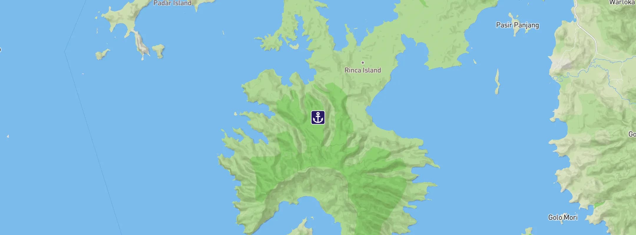Map of Pulau Rinca Island Indonesia