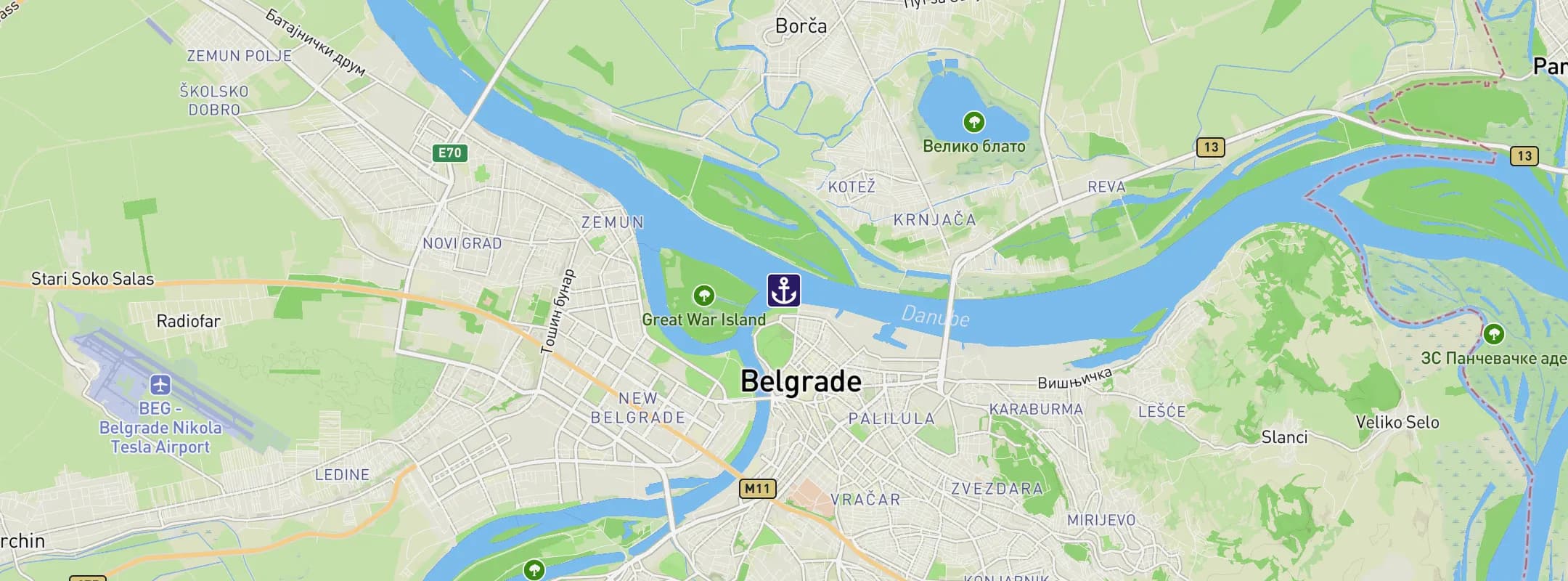 Map of Belgrade
