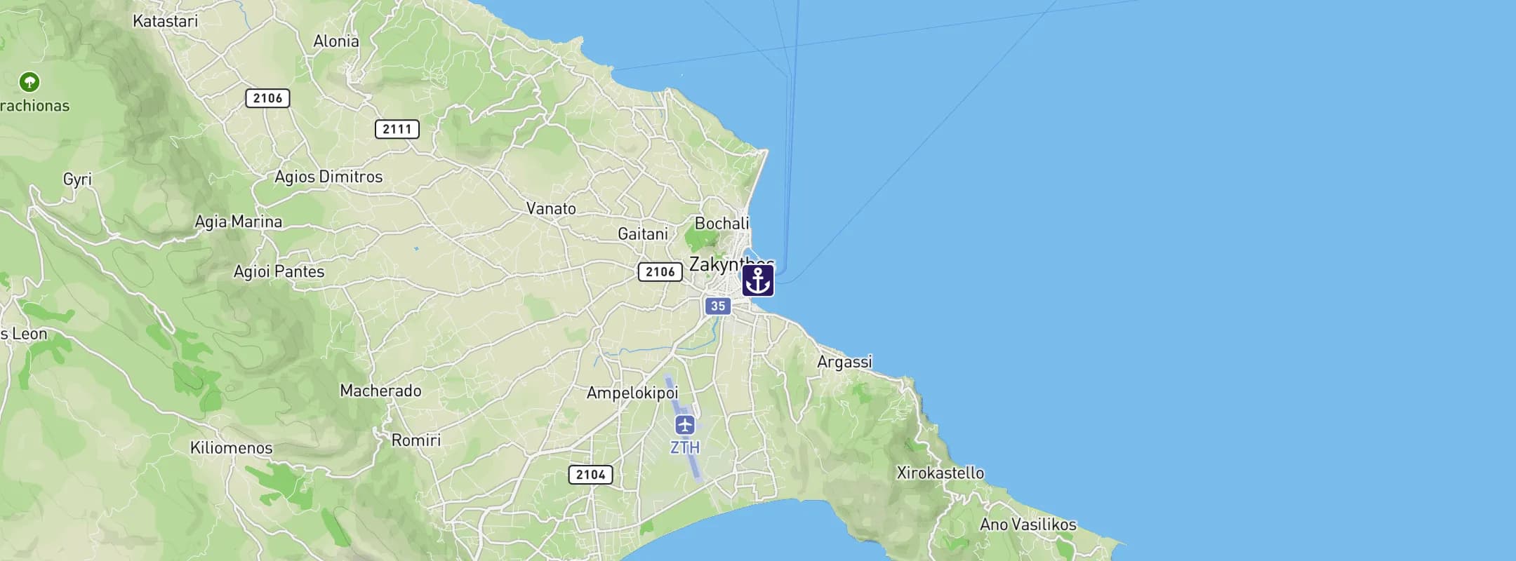 Map of Zakynthos Island