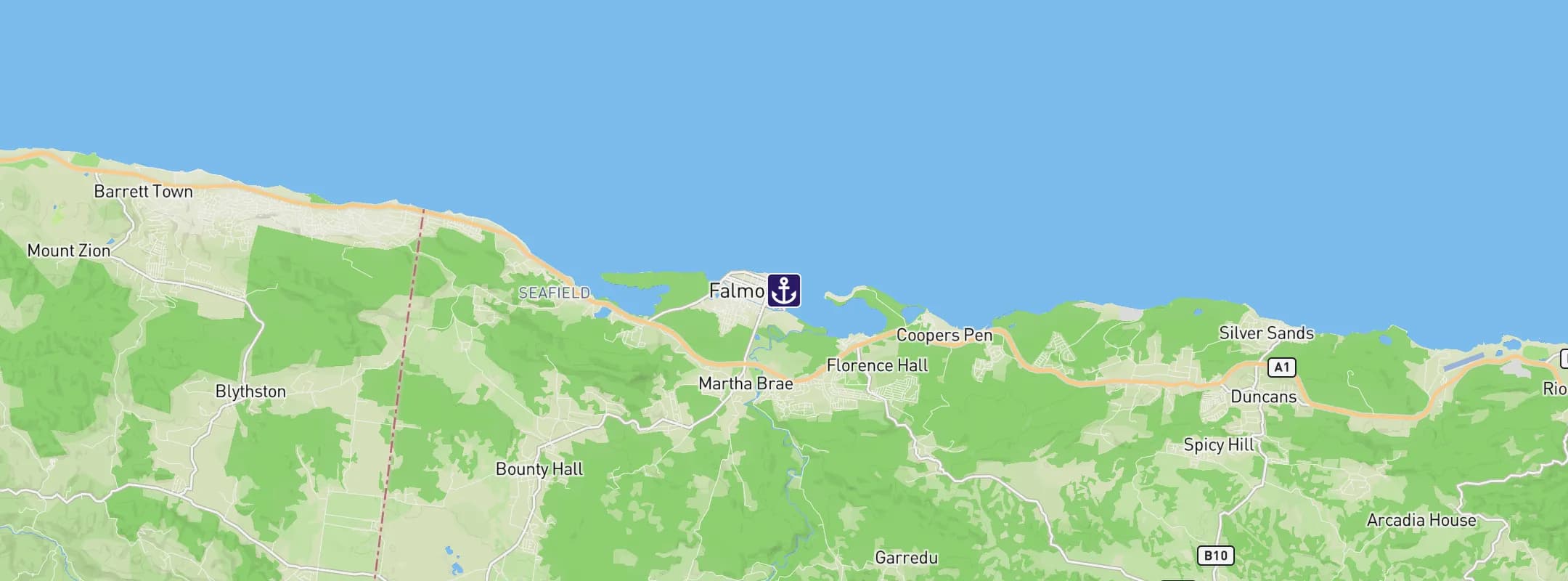 Map of Falmouth Jamaica